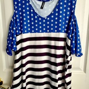 NWOT Allegrace Stars and Stripes Top 1X